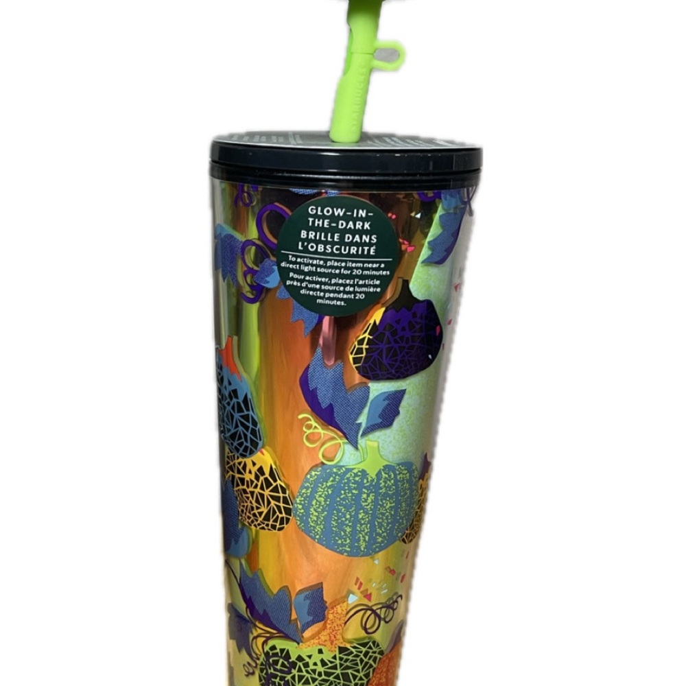 Limited Edition Starbucks Halloween Glow-in-the-Dark Pumpkin Tumbler with Straw